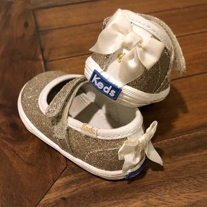 Kate Spade Keds Gold Glitter Mary Janes